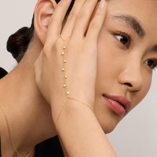 Simple and trendy water diamond pendant ring chain, stainless steel adjustable, exquisite design, niche jewelry for women