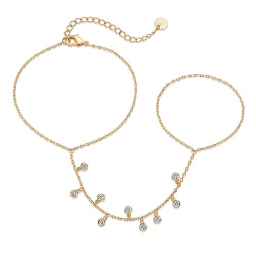 Simple and trendy water diamond pendant ring chain, stainless steel adjustable, exquisite design, niche jewelry for women
