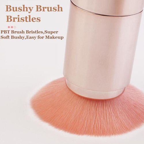 Synthetic hair plastic material multi-function 4 in 1 single foundation make-up double head with angle powder blusher contour powder