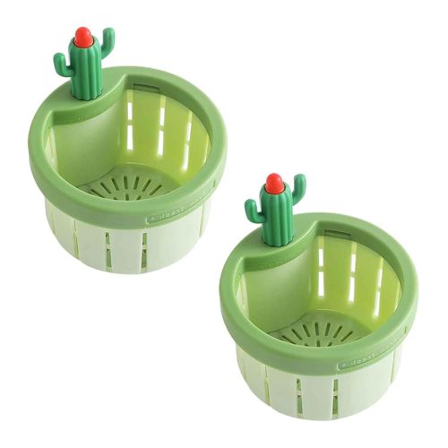 Universal kitchen water draining filter screen, vegetable sink telescopic cactus water universal filter screen, green