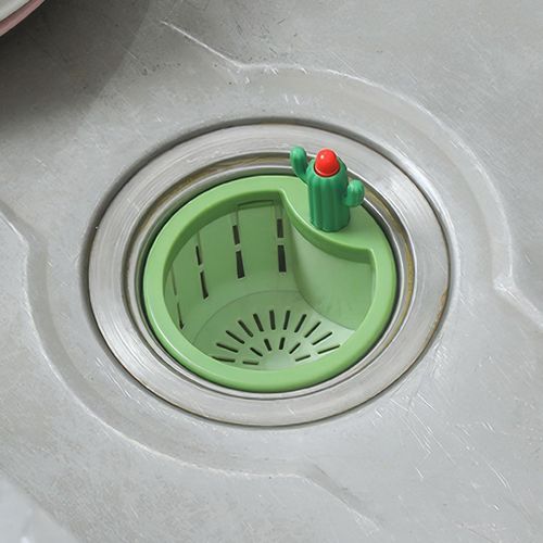 Universal kitchen water draining filter screen, vegetable sink telescopic cactus water universal filter screen, green