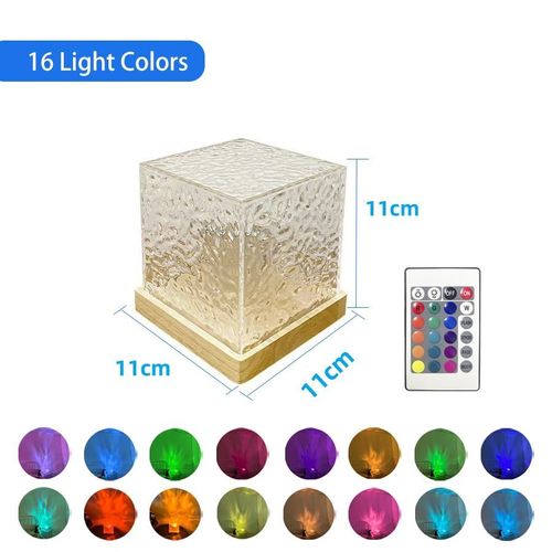16 color LED bedside lamp, night light, dynamic water ripple color adjustable bedroom light with remote control