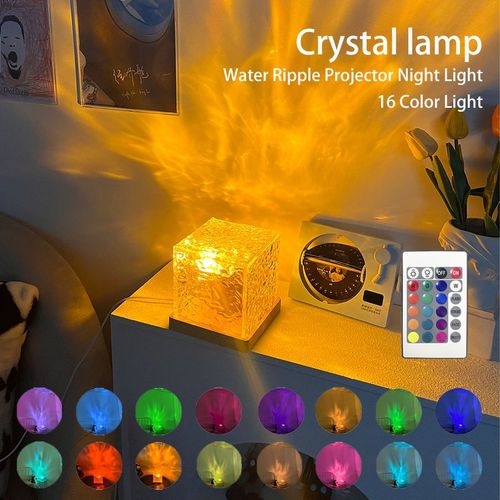 16 color LED bedside lamp, night light, dynamic water ripple color adjustable bedroom light with remote control