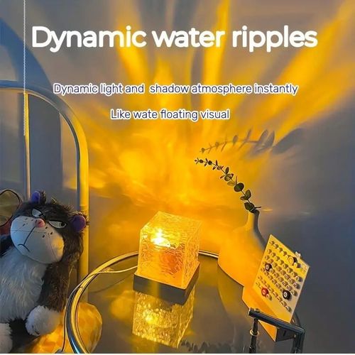 16 color LED bedside lamp, night light, dynamic water ripple color adjustable bedroom light with remote control