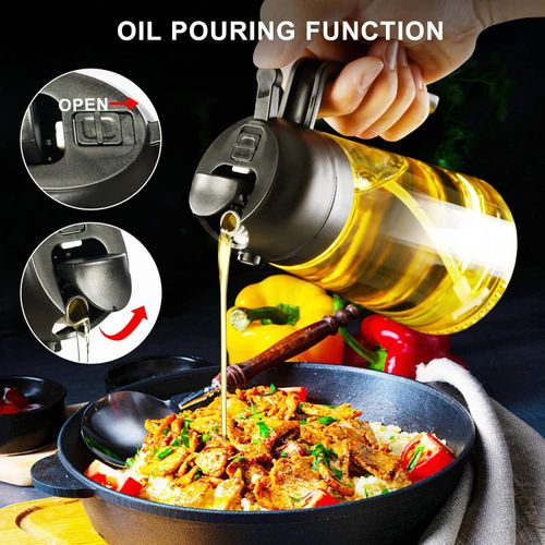 Wholesale Customizable 2-in-1 Glass Oil Bottle Convenient Olive Oil Sprayer and Dispenser with Nozzle Kitchen Cooking Tool