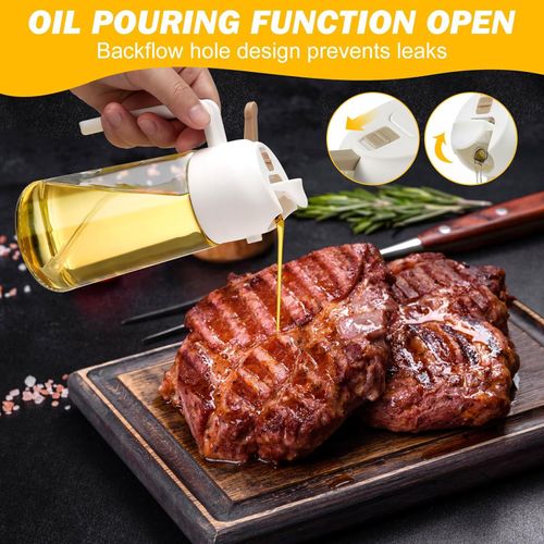 Wholesale Customizable 2-in-1 Glass Oil Bottle Convenient Olive Oil Sprayer and Dispenser with Nozzle Kitchen Cooking Tool