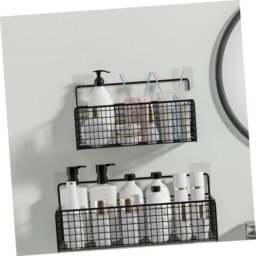 Alipis Hanging Shower Organizer Basket No Drilling Wall Mounted Storage Rack for Bathroom Essentials and Shower Shelf for Shampoo and Spice Bottles Mesh Design