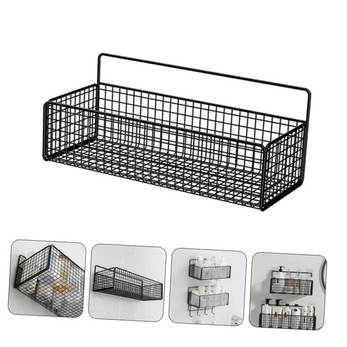 Alipis Hanging Shower Organizer Basket No Drilling Wall Mounted Storage Rack for Bathroom Essentials and Shower Shelf for Shampoo and Spice Bottles Mesh Design