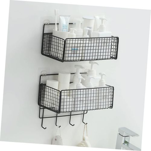 Alipis Hanging Shower Organizer Basket No Drilling Wall Mounted Storage Rack for Bathroom Essentials and Shower Shelf for Shampoo and Spice Bottles Mesh Design