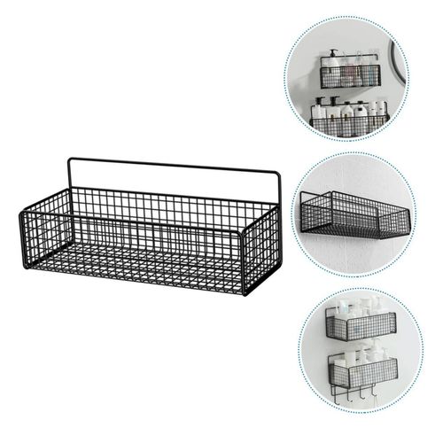 Alipis Hanging Shower Organizer Basket No Drilling Wall Mounted Storage Rack for Bathroom Essentials and Shower Shelf for Shampoo and Spice Bottles Mesh Design