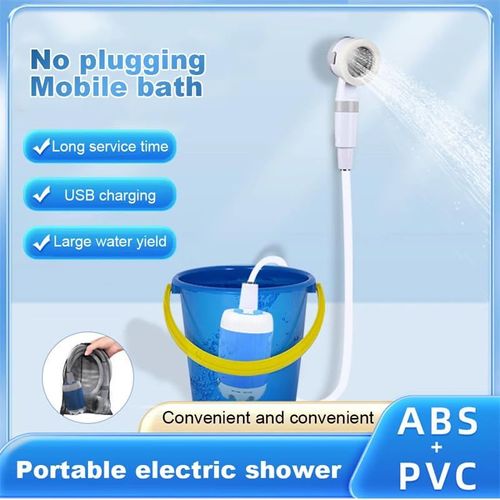 Outdoor Camping Shower Portable Electric Shower Gadget Waterproof 5000mAh Rechargeable Battery Powered for Hiking (Basic Car Wash Nozzle)