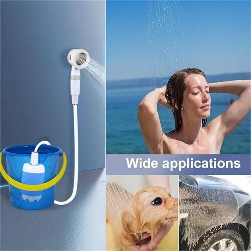 Outdoor Camping Shower Portable Electric Shower Gadget Waterproof 5000mAh Rechargeable Battery Powered for Hiking (Basic Car Wash Nozzle)