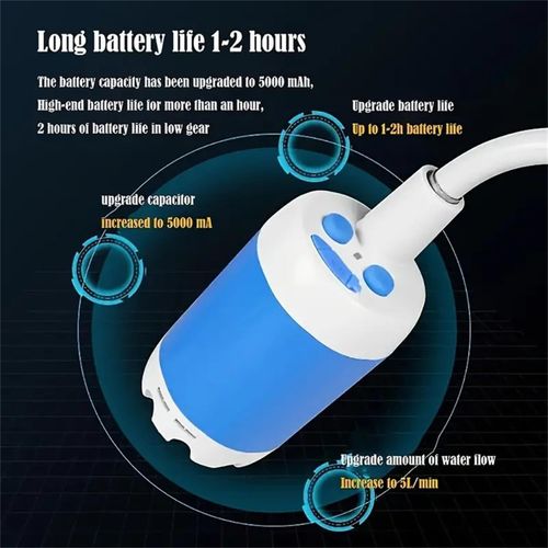 Outdoor Camping Shower Portable Electric Shower Gadget Waterproof 5000mAh Rechargeable Battery Powered for Hiking (Basic Car Wash Nozzle)