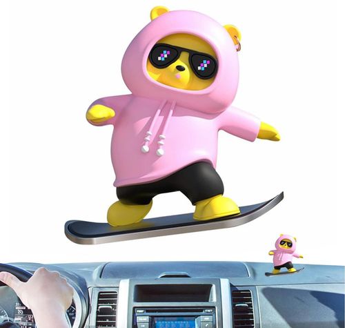 Bear cartoon temporary parking sign car car center console skateboard sliding screen ornament cute creative