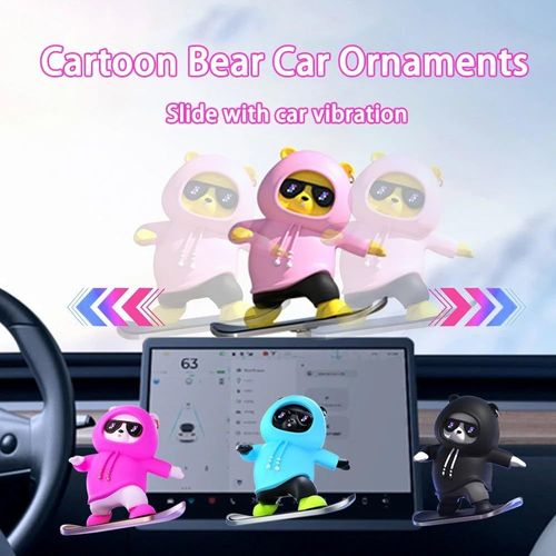 Bear cartoon temporary parking sign car car center console skateboard sliding screen ornament cute creative