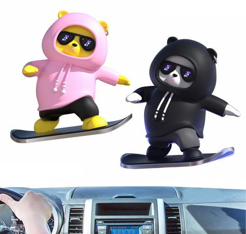 Bear cartoon temporary parking sign car car center console skateboard sliding screen ornament cute creative