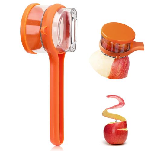 Multifunctional Paring Knife with Storage Box, Upgraded Peeler with Container, Double-Sided Stainless Steel Blade Peeler for Kitchen Vegetable & Fruit Tools (Orange)