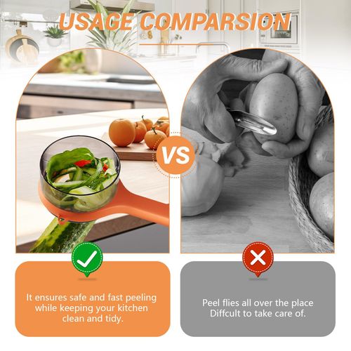 Multifunctional Paring Knife with Storage Box, Upgraded Peeler with Container, Double-Sided Stainless Steel Blade Peeler for Kitchen Vegetable & Fruit Tools (Orange)