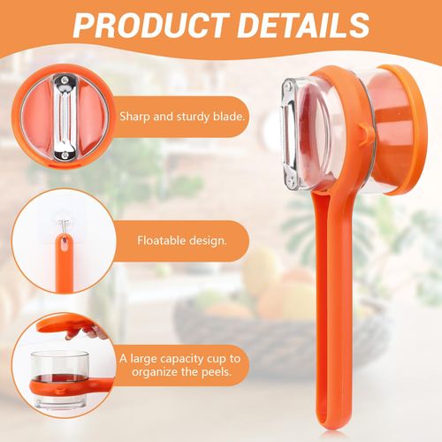 Multifunctional Paring Knife with Storage Box, Upgraded Peeler with Container, Double-Sided Stainless Steel Blade Peeler for Kitchen Vegetable & Fruit Tools (Orange)