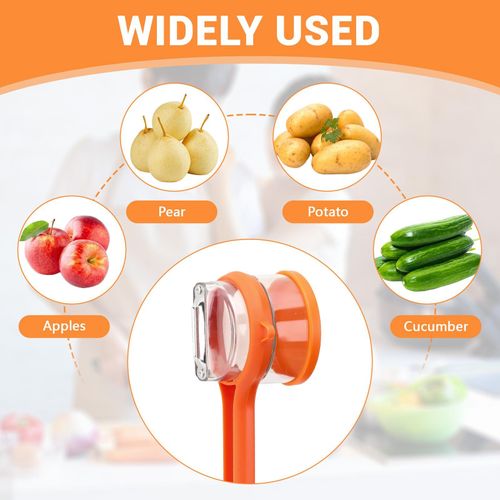 Multifunctional Paring Knife with Storage Box, Upgraded Peeler with Container, Double-Sided Stainless Steel Blade Peeler for Kitchen Vegetable & Fruit Tools (Orange)