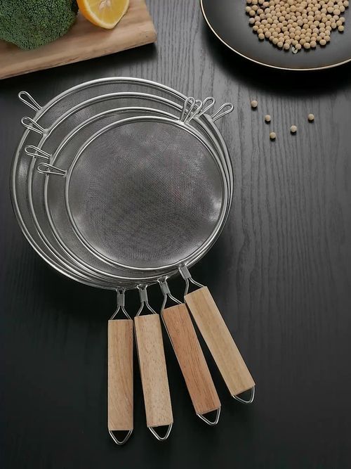 Set of 3 fine-mesh filters, stainless steel filter with insulated handle, suitable for kitchen gadgets