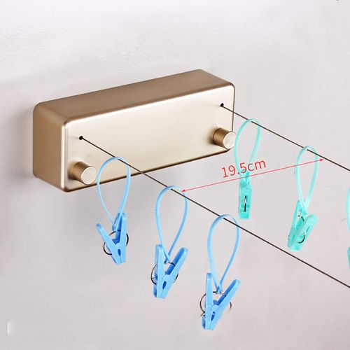 Retractable Clothesline Invisible Retractable Clothesline Wire Drying Rack Household Clothesline Clothesline (Gold), 4.2m
