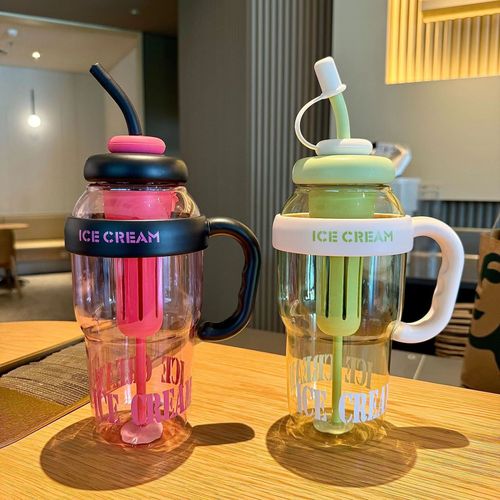 High value portable large capacity water cup ice master cup with straw high temperature resistant water bottle plastic new summer Straw cups