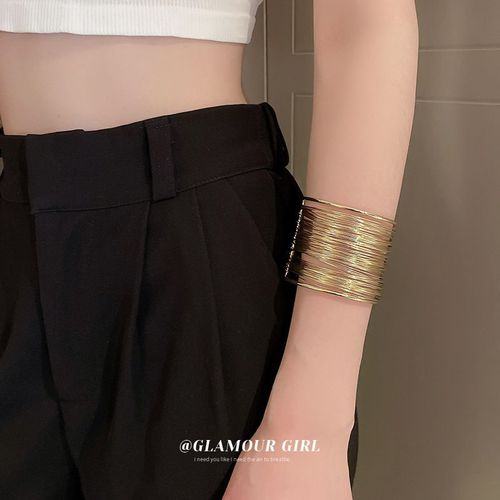 European and American exaggerated multi-layer hollow armbands, open bracelets, niche creative design bracelets, personality cold wind bracelets