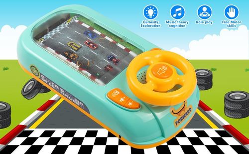 New children's racing game console, fun obstacle avoidance, adventure, puzzle steering wheel, toy board game