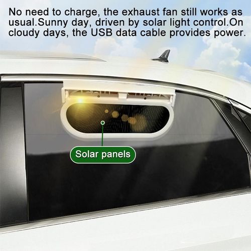 Solar + USB rechargeable car electric fan, a small fan for air circulation and cooling in the car