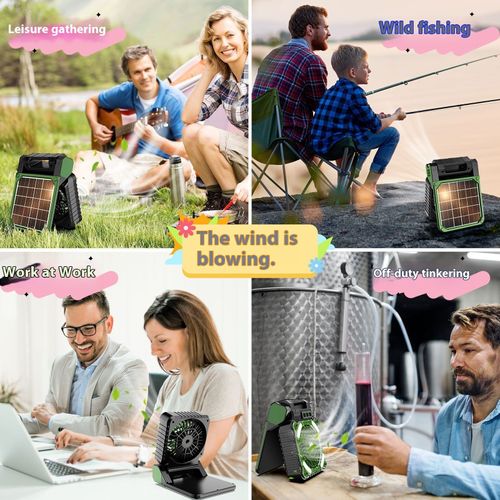 Outdoor Solar Fan Light Portable Camping Fishing USB Dual-purpose Rechargeable Fan Energy Saving Cool Summer