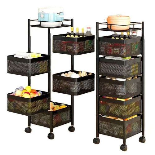 Kitchen swivel multi-functional shelves for household floor-to-ceiling multi-layer snack trolleys and fruit and vegetable basket storage racks