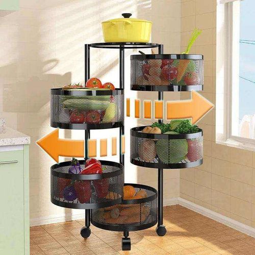 Kitchen swivel multi-functional shelves for household floor-to-ceiling multi-layer snack trolleys and fruit and vegetable basket storage racks