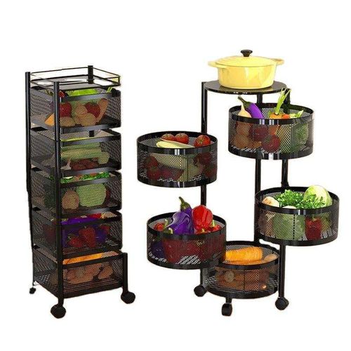 Kitchen swivel multi-functional shelves for household floor-to-ceiling multi-layer snack trolleys and fruit and vegetable basket storage racks