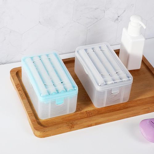 Multifunctional Soap Cleaning Storage Foaming Box Blue Plastics Laundry Brush For Stains On Clothes Laundry Soap Holder Bathroom Soap Dish
