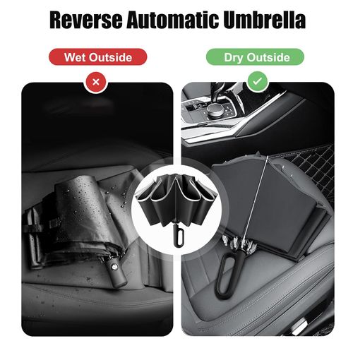 Ring buckle automatic rain umbrella portable folding umbrella enlarged and reinforced, unisex use, hook shade and windproof
