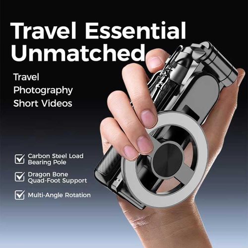 4-in-1 Multi-function 360° Swivel Magnetic Selfie Stick - 360° Swivel Phone Tripod with Wireless Detachable Remote Control, Portable Retractable Detachable Pocket Selfie Stick