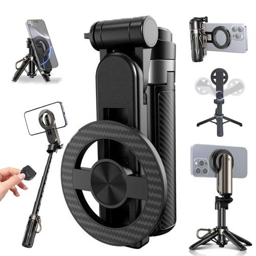 4-in-1 Multi-function 360° Swivel Magnetic Selfie Stick - 360° Swivel Phone Tripod with Wireless Detachable Remote Control, Portable Retractable Detachable Pocket Selfie Stick
