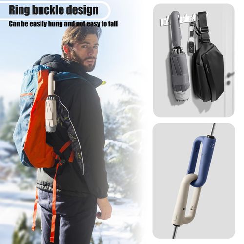 Ring buckle automatic rain umbrella portable folding umbrella enlarged and reinforced, unisex use, hook shade and windproof