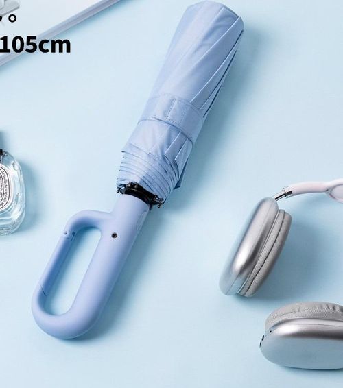 Ring buckle automatic rain umbrella portable folding umbrella enlarged and reinforced, unisex use, hook shade and windproof