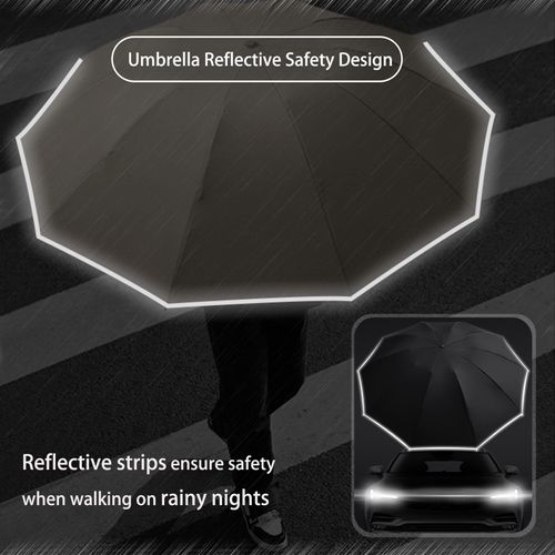 Ring buckle automatic rain umbrella portable folding umbrella enlarged and reinforced, unisex use, hook shade and windproof