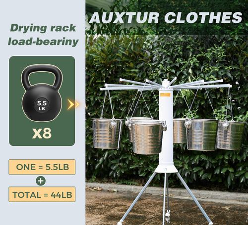 4-leg foldable drying rack with wheels, heavy-duty laundry rack for indoor and outdoor use, space-saving portable design and pulley system