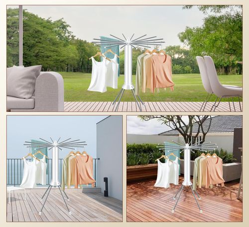 4-leg foldable drying rack with wheels, heavy-duty laundry rack for indoor and outdoor use, space-saving portable design and pulley system