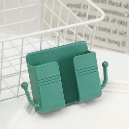 4 Piece Wall Mounted Phone Holder Adhesive Wall Mounted Phone Holder Charging Stand & Remote Control Stand Multi-function Socket Pocket Universal Deck Storage Box for Bedroom, Kitchen, Bathroom, Office