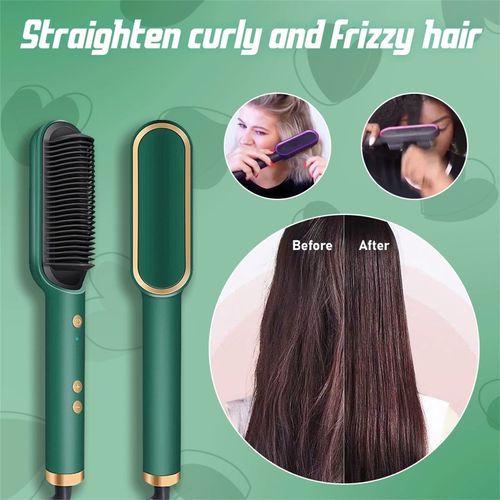 Straight hair comb, straight hair curling iron dual-purpose splint negative ion fluffy comb（Available in green and black）