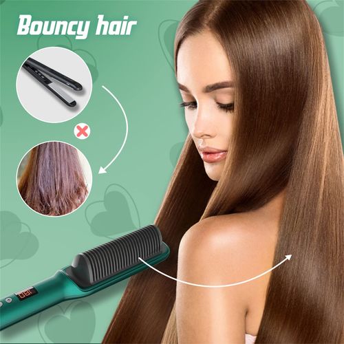 Straight hair comb, straight hair curling iron dual-purpose splint negative ion fluffy comb（Available in green and black）