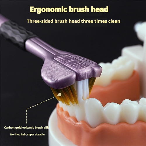 4-Pack Medium Toothbrush Set with Multi-Angle Cleaning, Medium Soft Bristles, Gold, Blue, Cyan, Purple