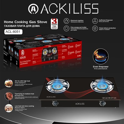 Countertop double burner gas stove