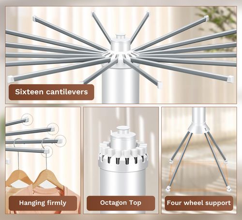 4-leg foldable drying rack with wheels, heavy-duty laundry rack for indoor and outdoor use, space-saving portable design and pulley system