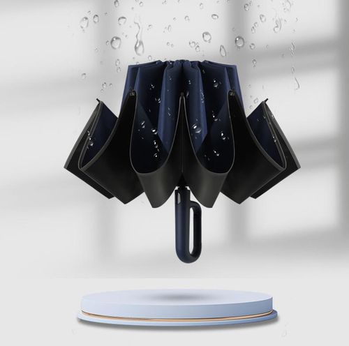 Ring buckle automatic rain umbrella portable folding umbrella enlarged and reinforced, unisex use, hook shade and windproof